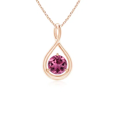 ANGARA SOLITAIRE ROUND PINK TOURMALINE INFINITY TWIST PENDANT