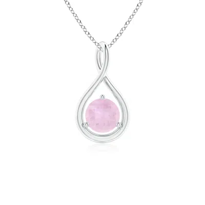 ANGARA SOLITAIRE ROUND ROSE QUARTZ INFINITY TWIST PENDANT