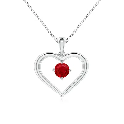 ANGARA SOLITAIRE ROUND RUBY OPEN HEART PENDANT