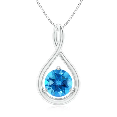 ANGARA SOLITAIRE ROUND SWISS BLUE TOPAZ INFINITY TWIST PENDANT