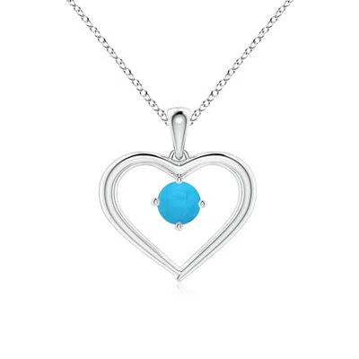 ANGARA SOLITAIRE ROUND TURQUOISE OPEN HEART PENDANT