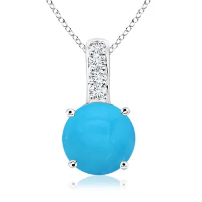 ANGARA SOLITAIRE ROUND TURQUOISE PENDANT WITH DIAMOND BALE