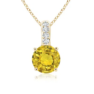 ANGARA SOLITAIRE ROUND YELLOW SAPPHIRE PENDANT WITH DIAMOND BALE