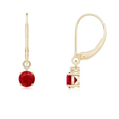 ANGARA SOLITAIRE RUBY DANGLE EARRINGS WITH DIAMOND