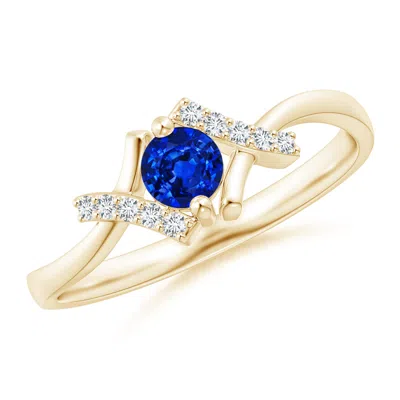 ANGARA SOLITAIRE SAPPHIRE BYPASS PROMISE RING WITH DIAMOND ACCENTS