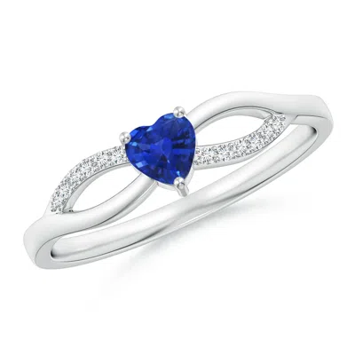 ANGARA SOLITAIRE SAPPHIRE HEART PROMISE RING WITH DIAMOND ACCENTS