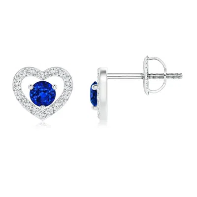 ANGARA SOLITAIRE SAPPHIRE OPEN HEART STUDS WITH DIAMONDS