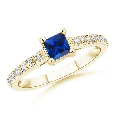 ANGARA SOLITAIRE SQUARE SAPPHIRE RING WITH DIAMOND ACCENTS
