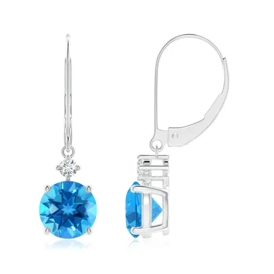 ANGARA SOLITAIRE SWISS BLUE TOPAZ DANGLE EARRINGS WITH DIAMOND
