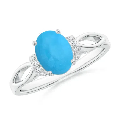 ANGARA SOLITAIRE TURQUOISE SPLIT SHANK RING WITH DIAMONDS