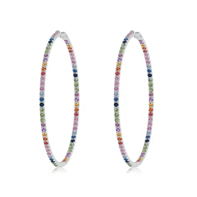 ANGARA SPECTRA ROUND MULTI-SAPPHIRE INSIDE-OUT HOOP EARRINGS
