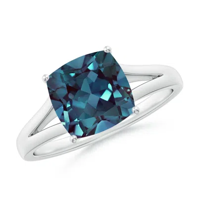 ANGARA SPLIT SHANK CUSHION LAB-GROWN ALEXANDRITE ENGAGEMENT RING