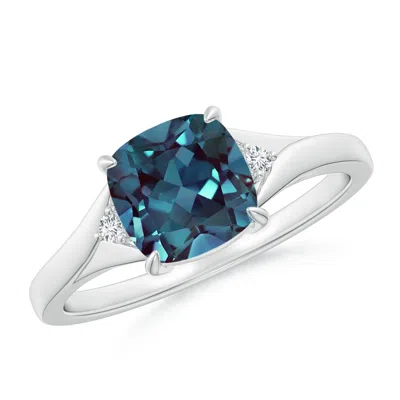 ANGARA SPLIT SHANK CUSHION LAB-GROWN ALEXANDRITE SOLITAIRE RING