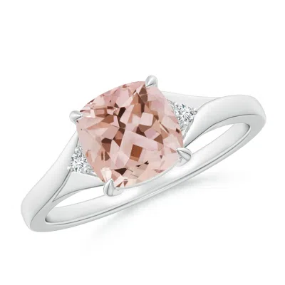 ANGARA SPLIT SHANK CUSHION MORGANITE SOLITAIRE RING