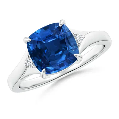 ANGARA SPLIT SHANK GIA CERTIFIED CUSHION SAPPHIRE SOLITAIRE RING
