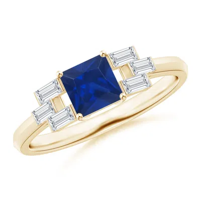 ANGARA SQUARE SAPPHIRE & BAGUETTE DIAMOND RECTANGLE LINK RING