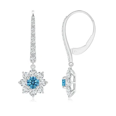 ANGARA STARBURST LAB-GROWN FANCY INTENSE BLUE DIAMOND LEVERBACK DROP EARRINGS
