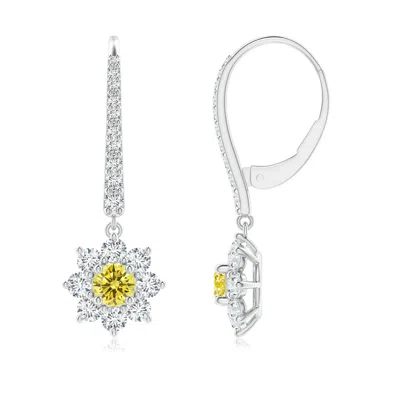 ANGARA STARBURST LAB-GROWN FANCY INTENSE YELLOW DIAMOND LEVERBACK DROP EARRINGS