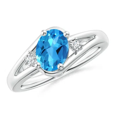 ANGARA SWISS BLUE TOPAZ AND DIAMOND SPLIT SHANK RING