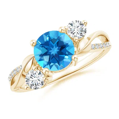 ANGARA SWISS BLUE TOPAZ AND DIAMOND TWISTED VINE RING