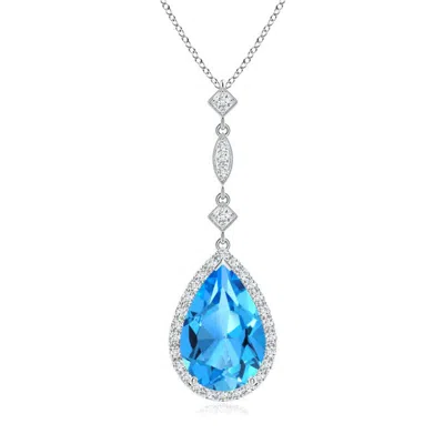 ANGARA SWISS BLUE TOPAZ TEARDROP PENDANT WITH DIAMOND ACCENTS