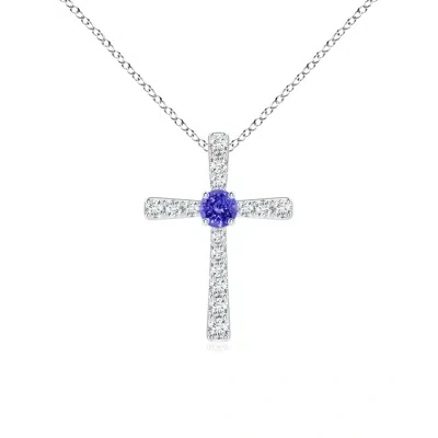 ANGARA TANZANITE AND DIAMOND CROSS PENDANT