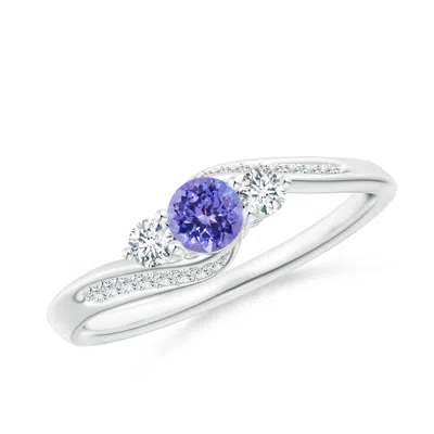 ANGARA TANZANITE AND DIAMOND THREE STONE BYPASS ENGAGEMENT RING