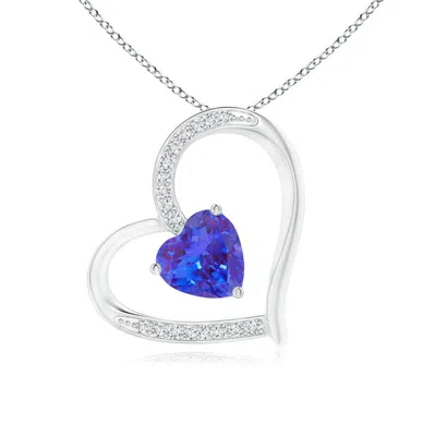 ANGARA TANZANITE AND DIAMOND TILTED HEART PENDANT