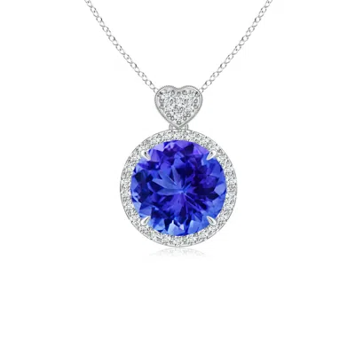 ANGARA TANZANITE HALO PENDANT WITH DIAMOND HEART MOTIF