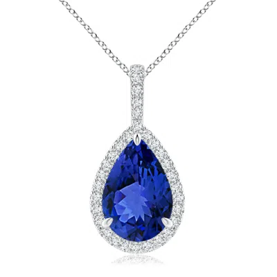 ANGARA TANZANITE TEARDROP PENDANT WITH DIAMOND HALO