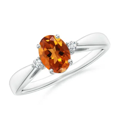 ANGARA TAPERED SHANK CITRINE SOLITAIRE RING WITH DIAMOND ACCENTS