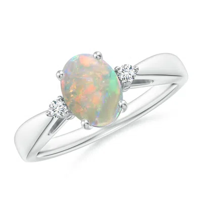 ANGARA TAPERED SHANK OPAL SOLITAIRE RING WITH DIAMOND ACCENTS
