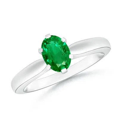 ANGARA TAPERED SHANK OVAL SOLITAIRE EMERALD RING