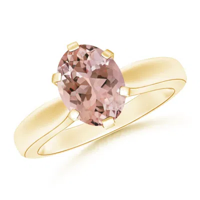 ANGARA TAPERED SHANK OVAL SOLITAIRE MORGANITE RING