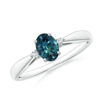 ANGARA TAPERED SHANK TEAL MONTANA SAPPHIRE SOLITAIRE RING WITH DIAMONDS