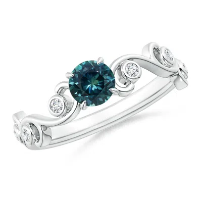 ANGARA TEAL MONTANA SAPPHIRE AND DIAMOND IVY SCROLL RING