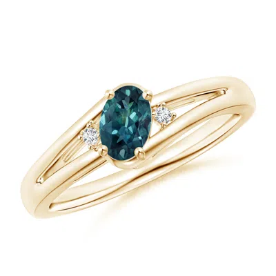 ANGARA TEAL MONTANA SAPPHIRE AND DIAMOND SPLIT SHANK RING