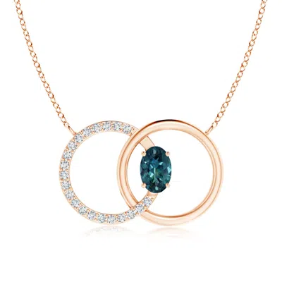 ANGARA TEAL MONTANA SAPPHIRE INTERLOCKING CIRCLE NECKLACE WITH DIAMONDS