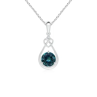 ANGARA TEAL MONTANA SAPPHIRE KNOTTED HEART PENDANT WITH DIAMOND