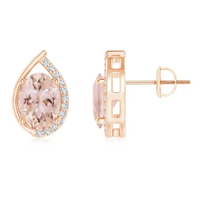 ANGARA TEARDROP FRAMED OVAL MORGANITE SOLITAIRE STUD EARRINGS