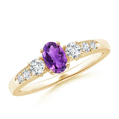 ANGARA THREE STONE AMETHYST AND DIAMOND RING WITH ACCENTS