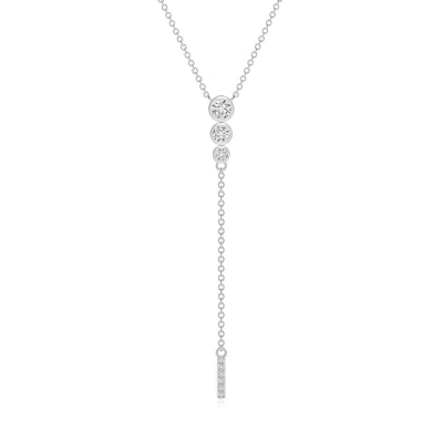 ANGARA THREE STONE GRADUATED BEZEL-SET DIAMOND LARIAT NECKLACE