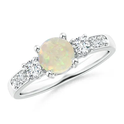 ANGARA THREE STONE OPAL AND DIAMOND RING