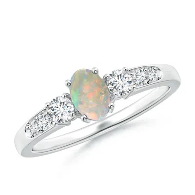 ANGARA THREE STONE OPAL AND DIAMOND RING WITH ACCENTS