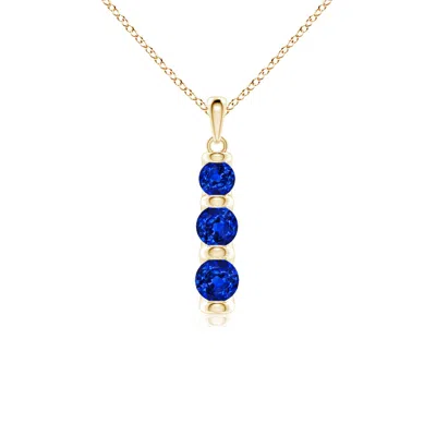 ANGARA THREE STONE ROUND LAB-GROWN BLUE SAPPHIRE JOURNEY PENDANT