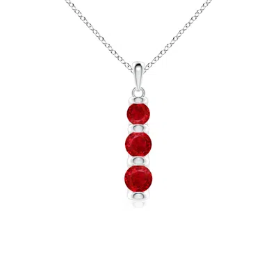 ANGARA THREE STONE ROUND RUBY JOURNEY PENDANT