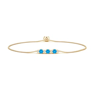 ANGARA THREE STONE ROUND SWISS BLUE TOPAZ BRACELET WITH DIAMONDS