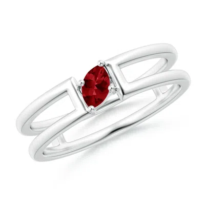 ANGARA TILTED MARQUISE RUBY SOLITAIRE PARALLEL SPLIT SHANK RING