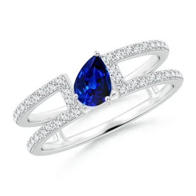 ANGARA TILTED PEAR SAPPHIRE PARALLEL SPLIT SHANK RING