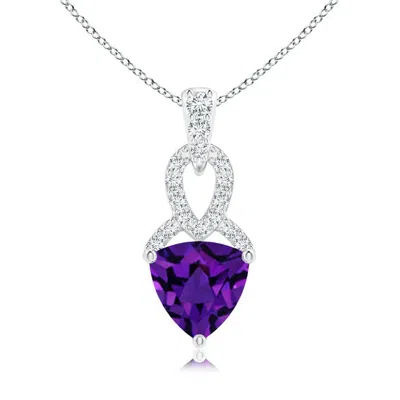 ANGARA TRILLION AMETHYST DANGLE PENDANT WITH DIAMOND ACCENTS